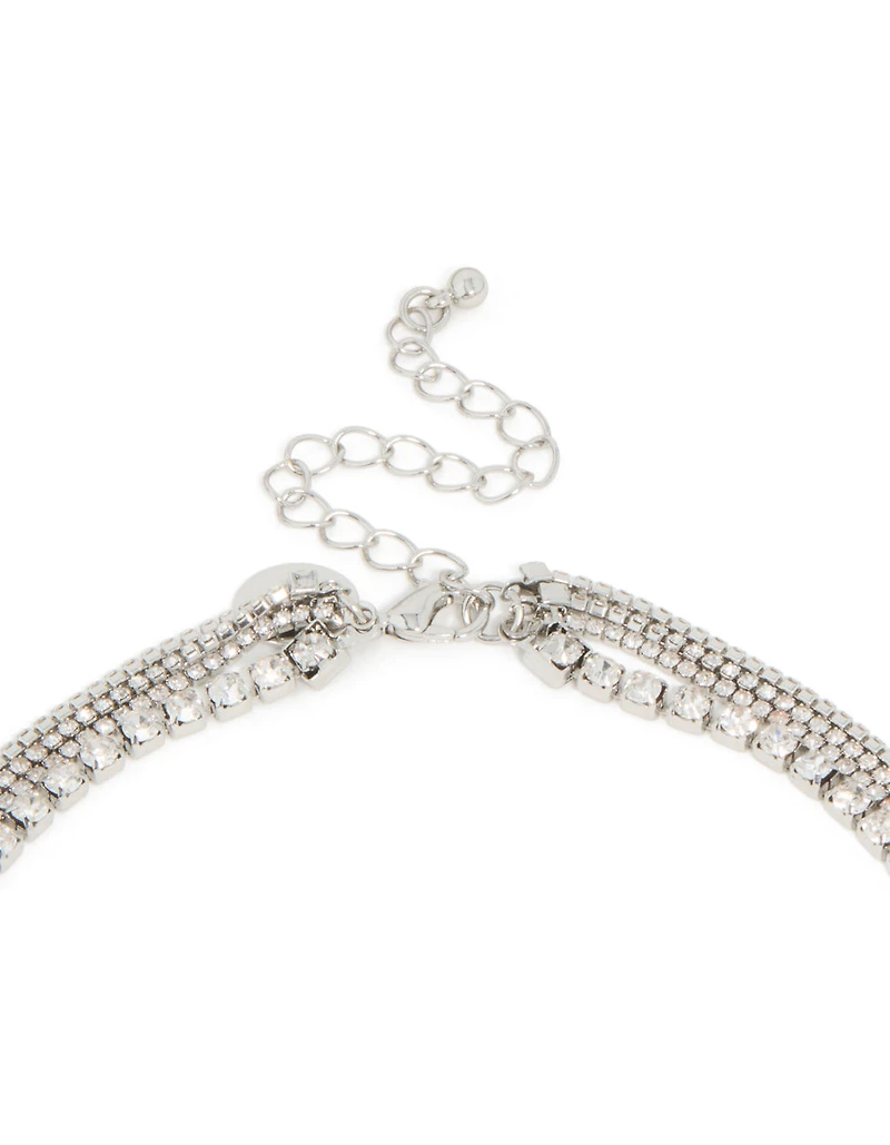 Tennis argenté Diamante & collier à bascule