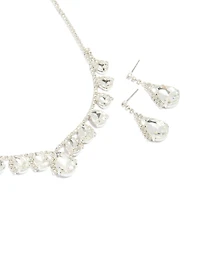 Ensemble collier et boucles d’oreilles en argent multi diamantes