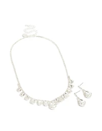 Ensemble collier et boucles d’oreilles en argent multi diamantes