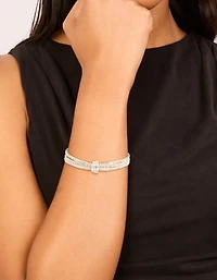 Silver Diamante Simple Loop Stretch Bracelet