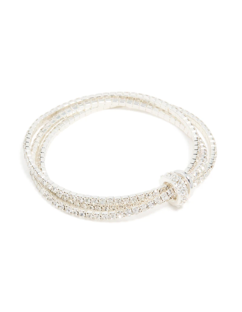 Silver Diamante Simple Loop Stretch Bracelet
