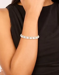 Bracelet ovale brillant en argent Diamante