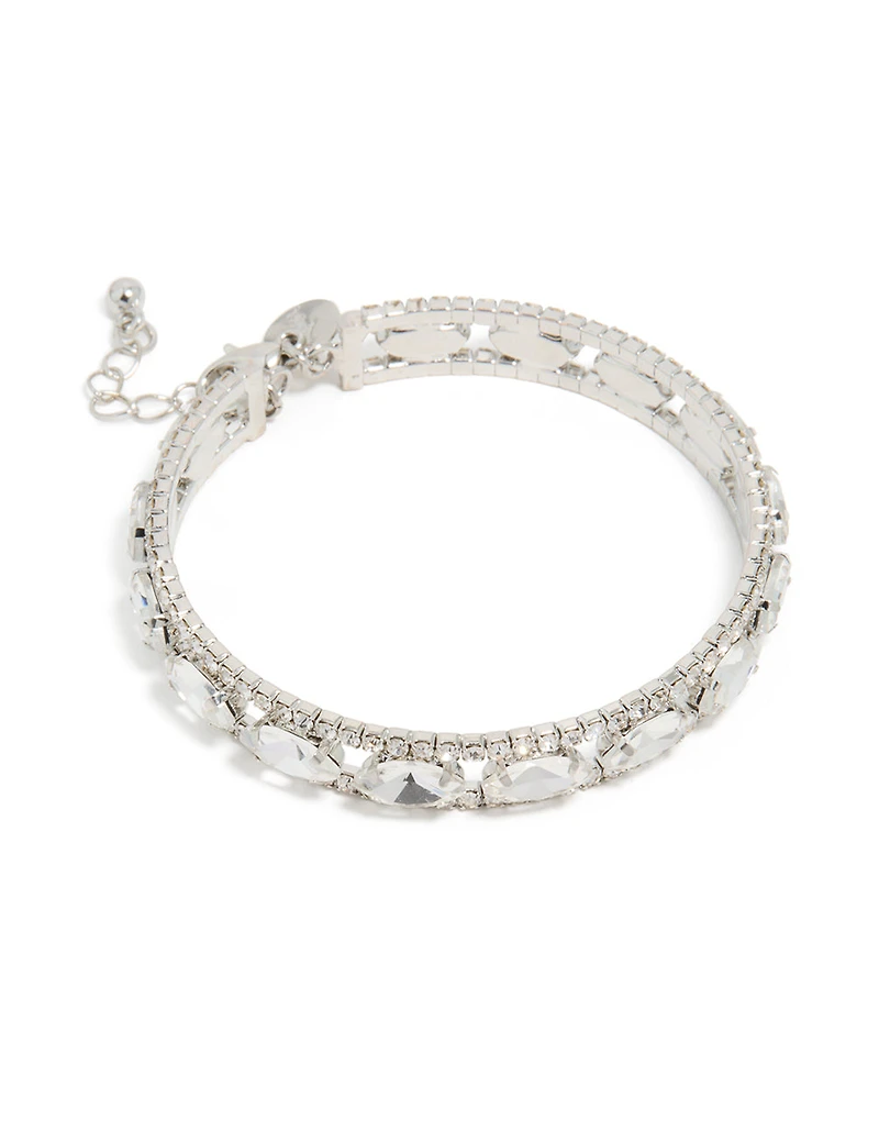 Bracelet ovale brillant en argent Diamante