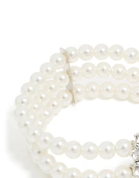 Silver Diamante & Pearl Layered Bracelet
