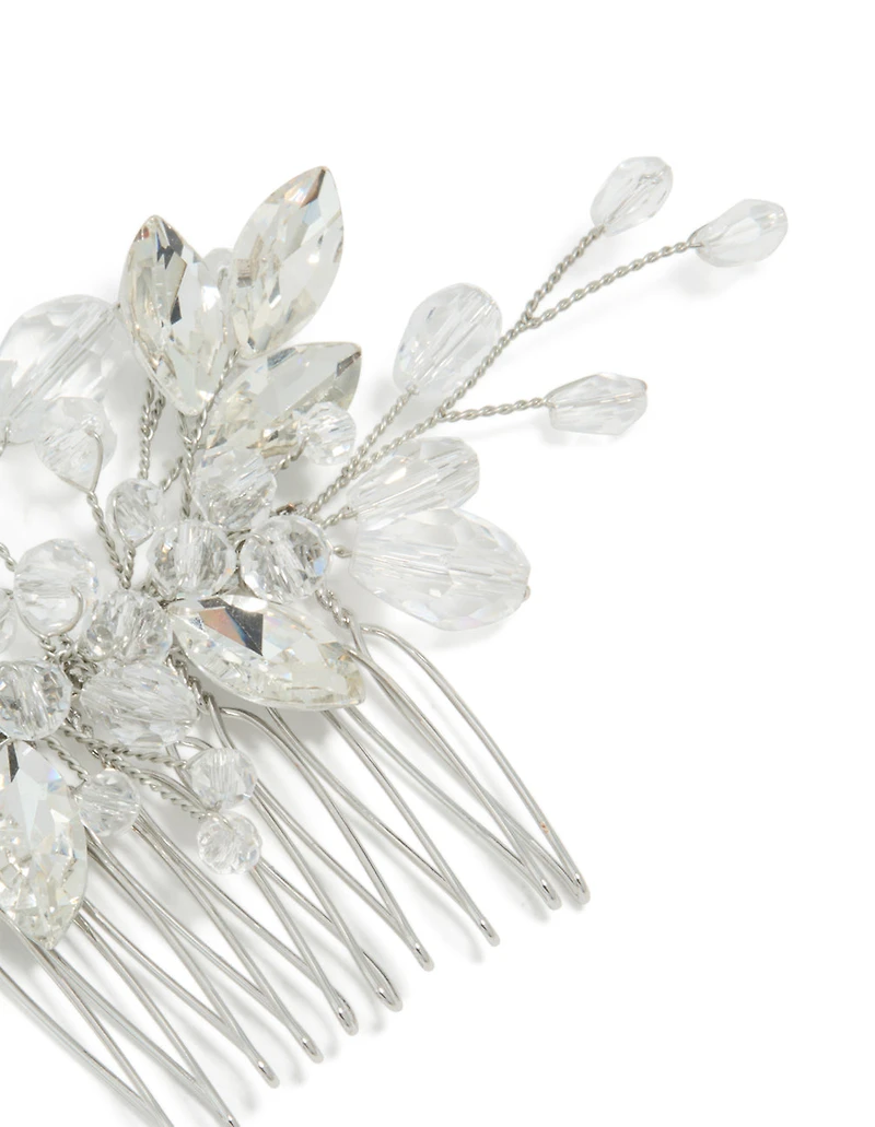 Silver Diamante Floral Vine Hair Comb
