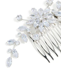 Silver Diamante Floral Statement Hair Comb