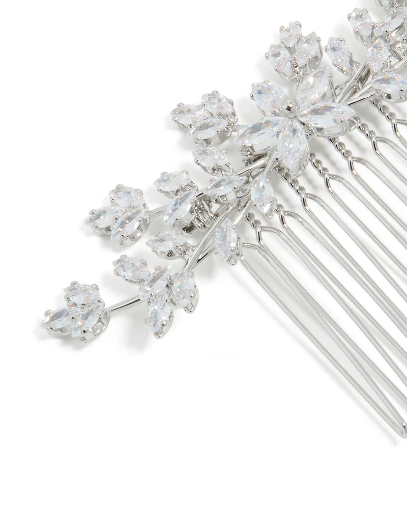 Silver Diamante Dainty Peta Hairl Comb