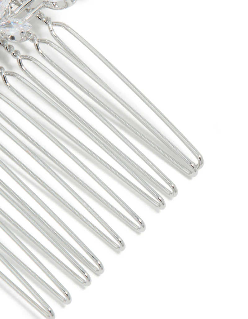 Silver Diamante Dainty Peta Hairl Comb