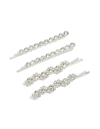 Blocs de 4 pinces à cheveux Silver Diamantes