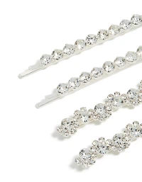 Blocs de 4 pinces à cheveux Silver Diamantes