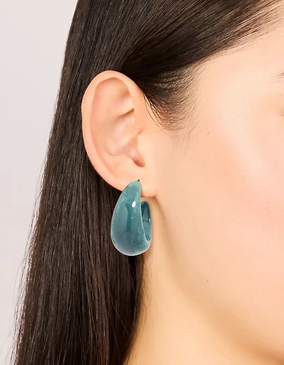 Boucles d’oreilles larges en marbre vert forêt