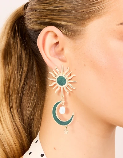 Boucles d’oreilles célestes marbrées vert doré