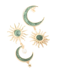 Boucles d’oreilles célestes marbrées vert doré