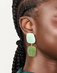 Boucles d’oreilles en acrylique double carré vert clair et foncé