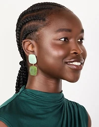 Light & Dark Green Acrylic Double Square Drop Earrings
