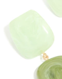 Light & Dark Green Acrylic Double Square Drop Earrings