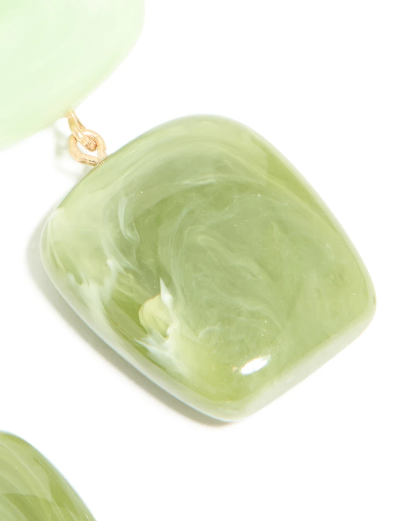 Boucles d’oreilles en acrylique double carré vert clair et foncé