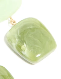 Boucles d’oreilles en acrylique double carré vert clair et foncé