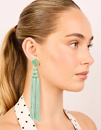 Boucles d’oreilles pendantes en tissu vert clair