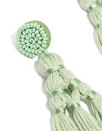 Light Green Fabric Tassel Drop Earrings