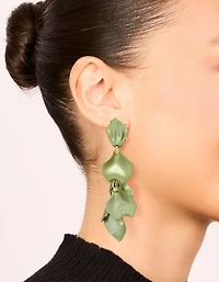 Boucles d’oreilles en métal vert à plusieurs pétales