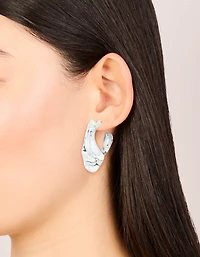Boucles d’oreilles à cerceaux argentées texturées