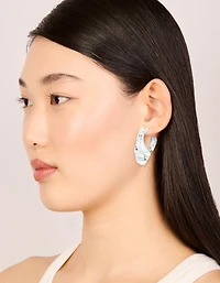 Boucles d’oreilles à cerceaux argentées texturées