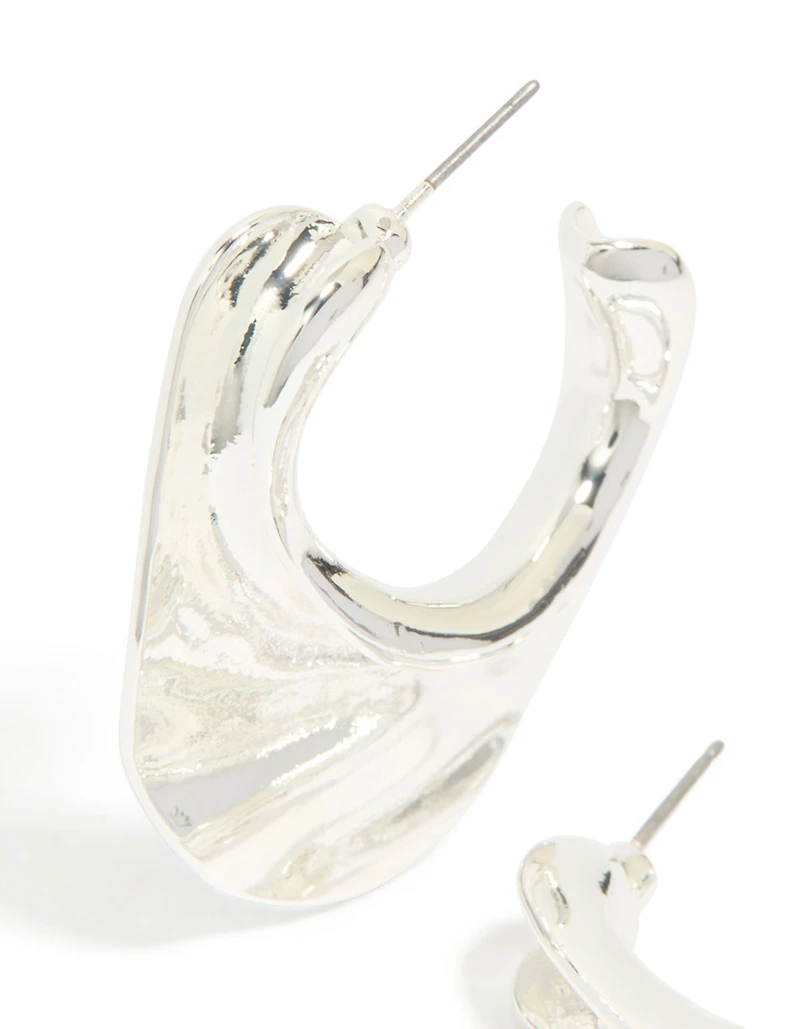 Boucles d’oreilles à cerceaux argentées texturées