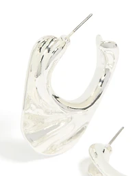 Boucles d’oreilles à cerceaux argentées texturées