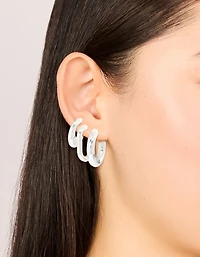 Silver Clean Hoop Earrings 3-Pack