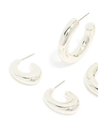 Silver Clean Hoop Earrings 3-Pack