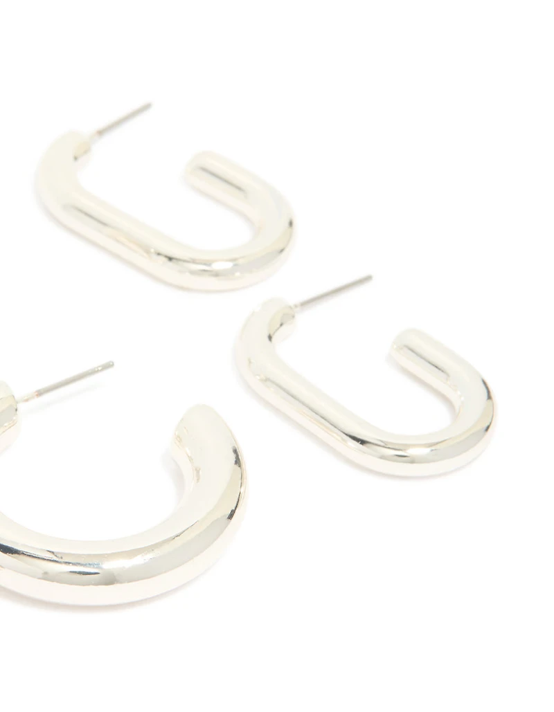 Silver Clean Hoop Earrings 3-Pack