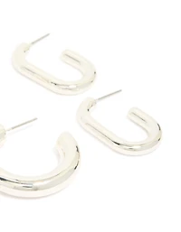 Silver Clean Hoop Earrings 3-Pack