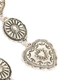 Antique Silver Textured Circle & Heart Drop Earrings