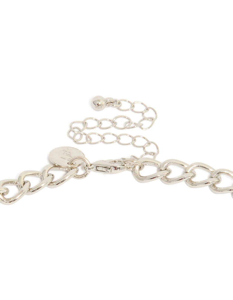 Antique Silver Textured Boho Long Chain Necklace