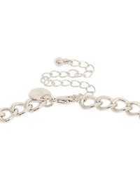 Antique Silver Textured Boho Long Chain Necklace