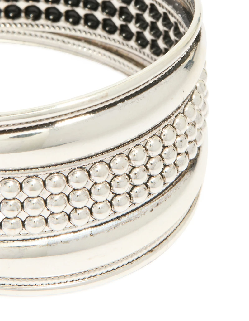 Silver Large Textured Boho Wrist Cuff