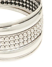 Silver Large Textured Boho Wrist Cuff