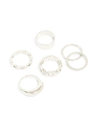 Silver Smooth & Chain Rings 6-Pack