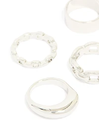 Silver Smooth & Chain Rings 6-Pack