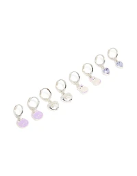 Boucles d’oreilles Silver Cat & Paw Huggie pour enfants en paquet de 4