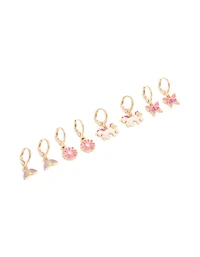Kids Gold Unicorn & Rainbow Huggie Earrings 4-Pack