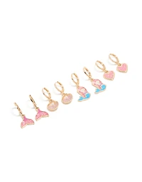 Kids Gold Mermaid Huggie Earrings 4-Pack