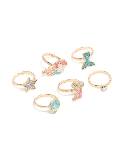 Kids Gold Mermaid & Sea Rings 6-Pack