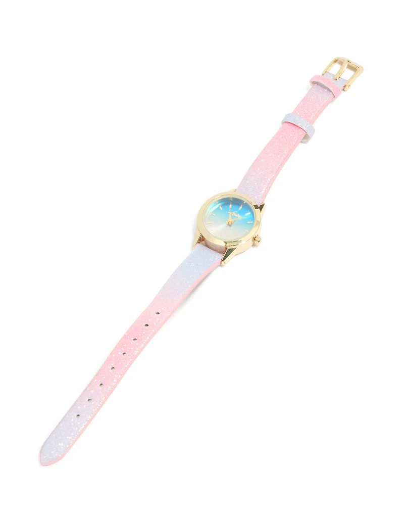 Mini montre Chat en cuir en PU rose et violet pour enfants