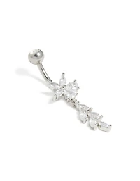 Surgical Steel Cubic Zirconia Flower Vine Drop Belly Bar