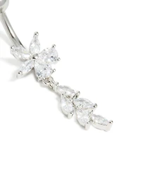 Surgical Steel Cubic Zirconia Flower Vine Drop Belly Bar