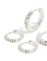 Waterproof Stainless Steel Cubic Zirconia Huggie Earrings 2-Pack