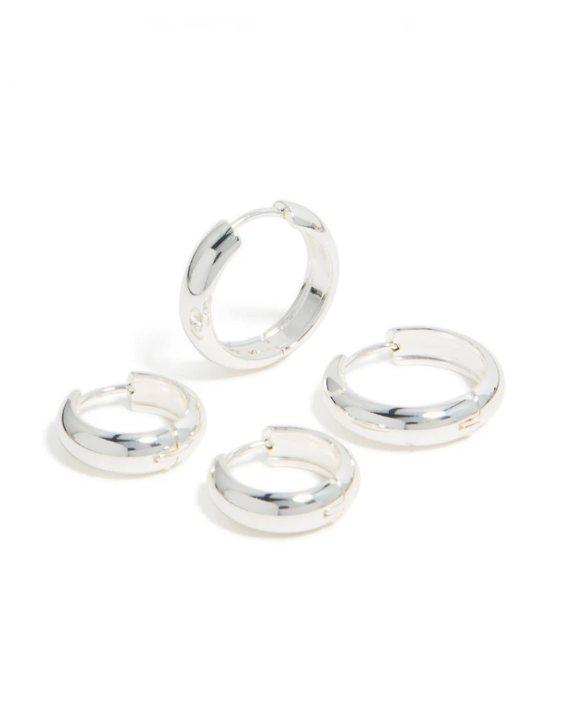 Waterproof Stainless Steel Thick Large & Mini Hoop Earrings 2-Pack