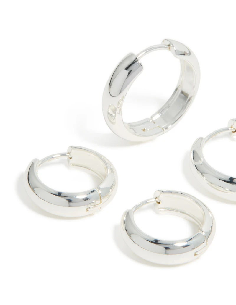 Waterproof Stainless Steel Thick Large & Mini Hoop Earrings 2-Pack